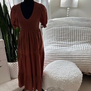 Christy Dawn Brooklyn Terracotta Short Sleeve Dress